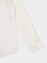 120% Lino White Linen Long Sleeve Button-Up Shirt