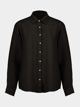 120% Lino Black Long Sleeve Linen Shirt