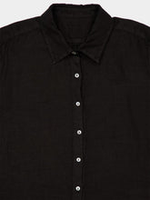 120% Lino Black Long Sleeve Linen Shirt