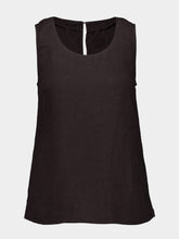 120% Lino Black Sleeveless Linen Top