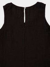 120% Lino Black Sleeveless Linen Top