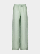 120% Lino Pistachio Soft Fade Linen Drawstring Pants