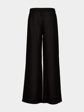 120% Lino Black Wide-Leg Linen Pants