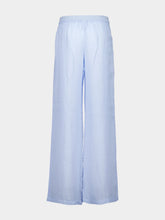 120% Lino Aquatic Blue Wide-Leg Linen Pants