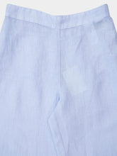 120% Lino Aquatic Blue Wide-Leg Linen Pants