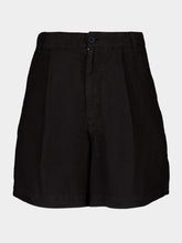 120% Lino Black Casual Fit Linen Shorts