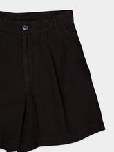 120% Lino Black Casual Fit Linen Shorts