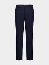 120% Lino Midnight Blue Straight-Fit Cotton Trousers