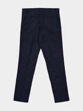 120% Lino Midnight Blue Straight-Fit Cotton Trousers