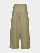 120% Lino Mastice Green Cotton Blend Trousers