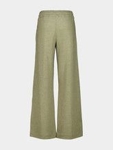 120% Lino Pistache Green Wool and Cashmere Wide-Leg Trousers