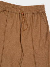 120% Lino Teddy Brown Wool and Cashmere Wide-Leg Trousers