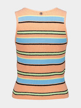 Rabanne Peach Striped Terry Cotton Sleeveless Top