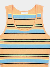 Rabanne Peach Striped Terry Cotton Sleeveless Top