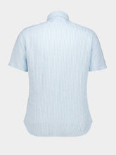 120% Lino Baby Blue Short-Sleeve Regular Fit Linen Shirt