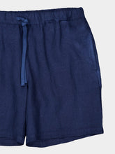 120% Lino Navy Blue Linen Bermuda Shorts
