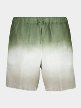 120% Lino Military Green Faded Linen Bermuda Shorts