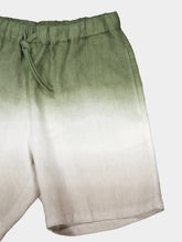 120% Lino Military Green Faded Linen Bermuda Shorts