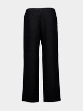 120% Lino Black Drawstring Linen Pants