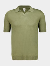120% Lino Military Green Linen Polo Shirt