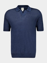 120% Lino Marine Blue Linen Polo Shirt