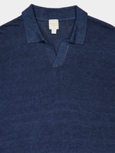 120% Lino Marine Blue Linen Polo Shirt
