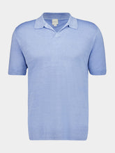 120% Lino Pervinca Blue Linen Polo Shirt