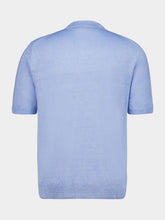 120% Lino Pervinca Blue Linen Polo Shirt