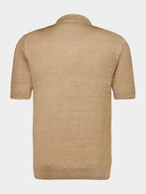 120% Lino Sand Beige Linen Polo Shirt