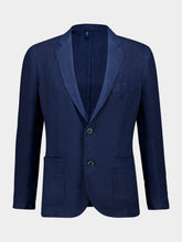 120% Lino Navy Blue Linen Blazer