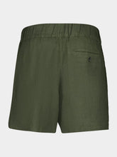 120% Lino Green Linen Casual Fit Shorts