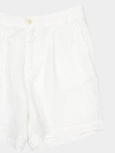 120% Lino White Linen Casual Bermuda Shorts