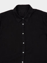 120% Lino Black Linen Maxi Shirt Dress