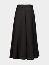120% Lino Black Cotton Linen Maxi Skirt
