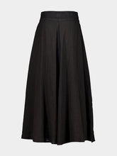 120% Lino Black Cotton Linen Maxi Skirt