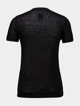 120% Lino Black Linen V-Neck T-Shirt