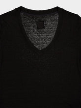 120% Lino Black Linen V-Neck T-Shirt