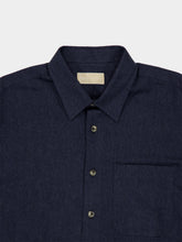 120% Lino Navy Blue Relaxed-Fit Cotton Shirt