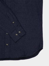 120% Lino Navy Blue Relaxed-Fit Cotton Shirt