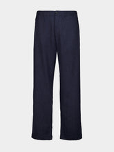 120% Lino Navy Blue Cotton Straight-Leg Trousers