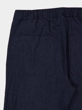 120% Lino Navy Blue Cotton Straight-Leg Trousers