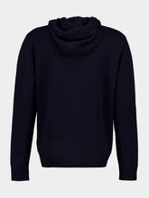 120% Lino Navy Blue Wool Hooded Cardigan