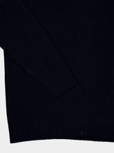 120% Lino Navy Blue Wool Hooded Cardigan