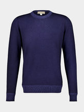 120% Lino Navy Blue Wool Crew-Neck Jumper