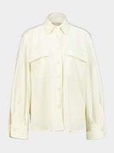 120% Lino White Wool Blend Button-Up Shirt