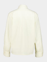120% Lino White Wool Blend Button-Up Shirt