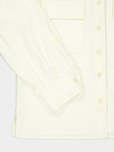 120% Lino White Wool Blend Button-Up Shirt