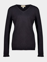 120% Lino Fade Black V-Neck Wool Jumper