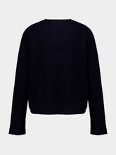 120% Lino Navy Blue Cashmere and Wool Blend V-Neck Jumper