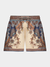Zimmermann Ascension Blue Cream Indienne Floral Silk Shorts
